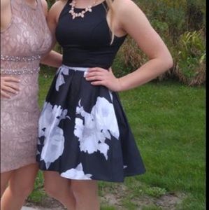 Black/Floral two piece dress.